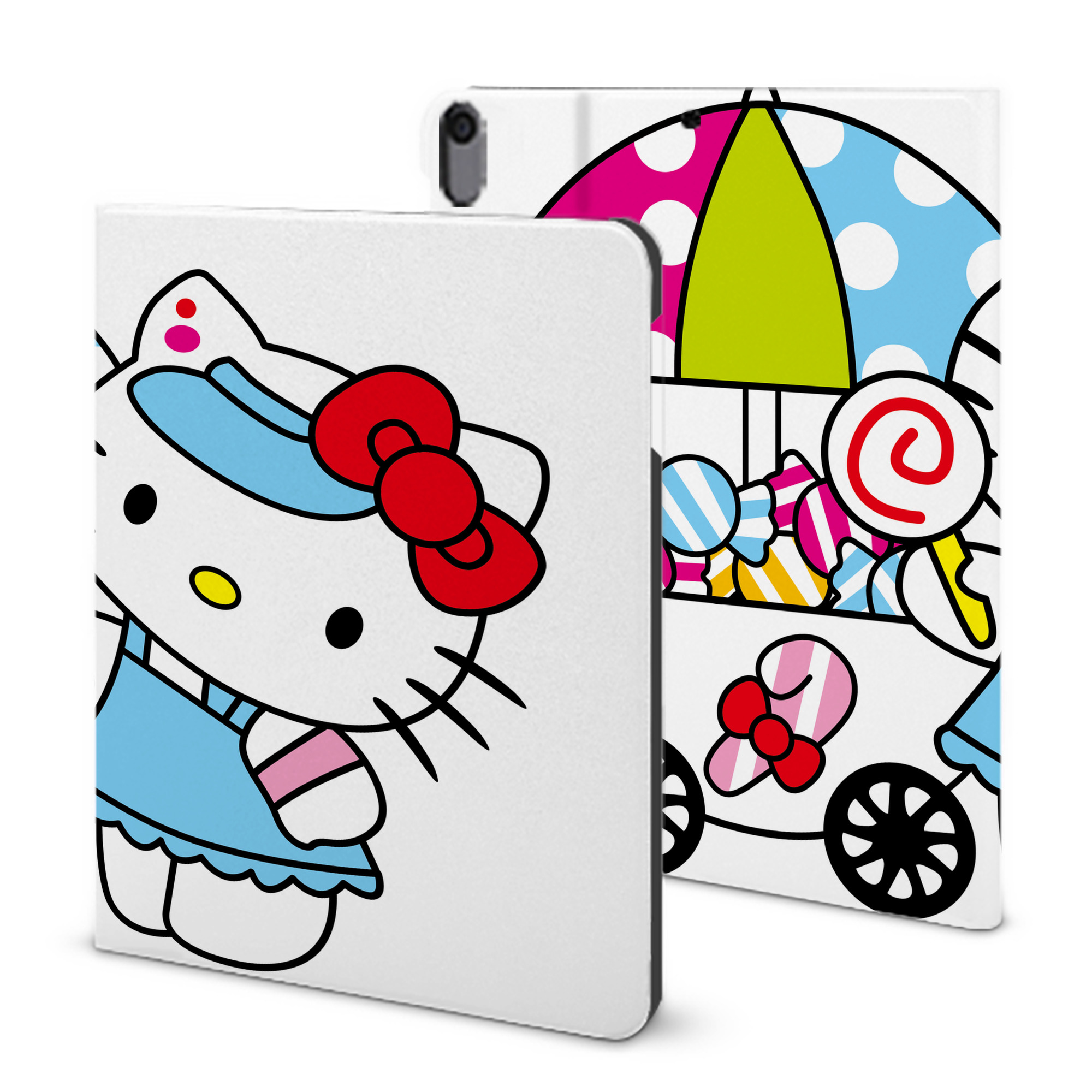 （画像用） Hello Kitty ハローキティ IPad ケース ブック型 PUレザー TPU 耐衝撃 軽量 薄型 ペン収納なし 全面保護 IPad 各モデル対応
